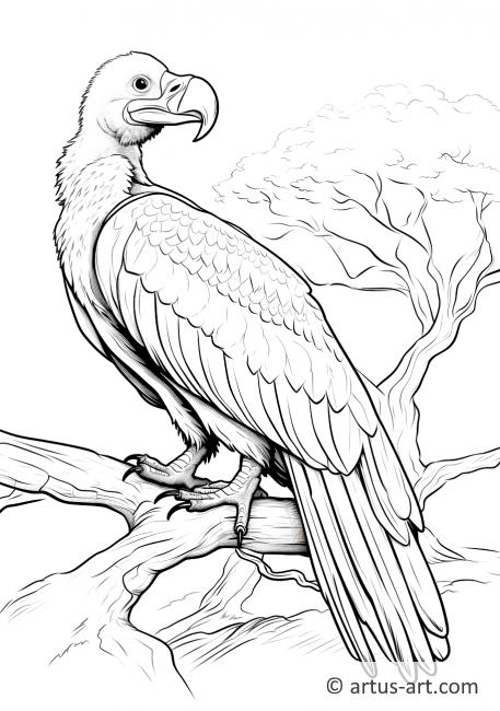 Pagină de colorat cu un vultur cu cioc încovoiat